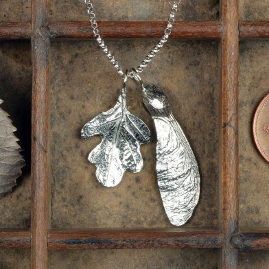 Sycamore & Oak Leaf Necklace | Pewter Jewellery Gifts For Her | Image 1