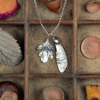 Sycamore & Oak Leaf Necklace | Pewter Jewellery Gifts For Her | Image 2