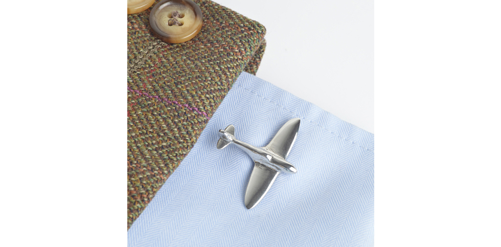 Pewter Spitfire aeroplane cufflinks UK handmade
