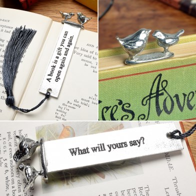 Wren Robin Pewter Personalised Bookmark | Bird Gifts. Can Be Engraved UK Made | Image 1