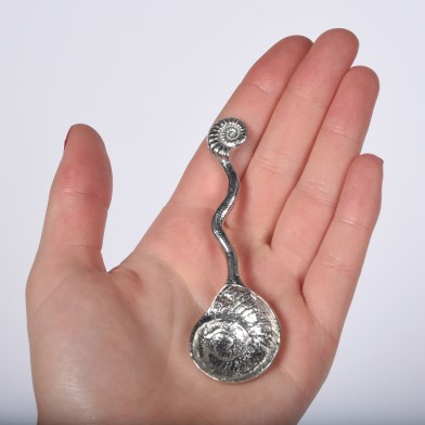 Ammonite Fossil Small Spoon, Pewter Spoons UK Handmade | Image 1