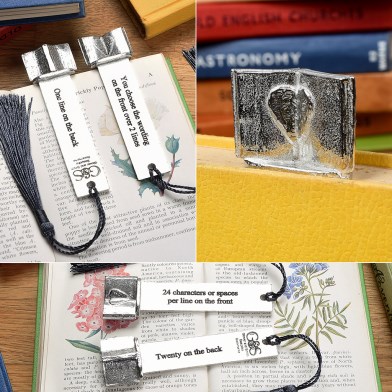 Personalised Blank Bookmark, Pewter Gifts For Book Lovers. We Engrave Front And Back To Your Design | Image 1
