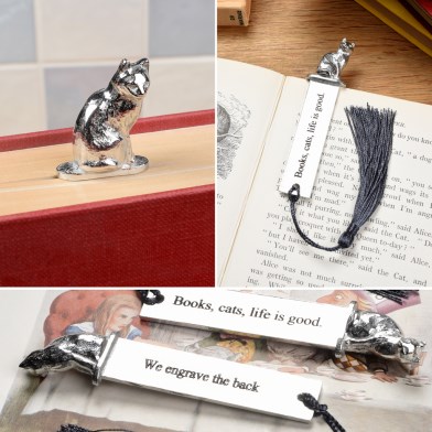 Cat Lovers Pewter Bookmark | Personalised Cat Gifts Made in Britain | Image 1