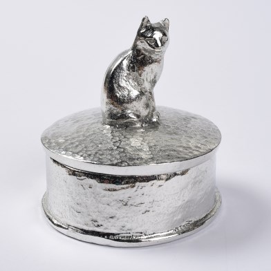 Pewter Cat Trinket Box | Personalised Engraved Cat Lover Gifts | Image 1