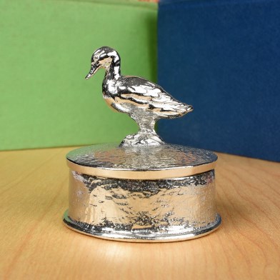 Personalised Duck Pewter Trinket Box | Engraved Duck Gifts | Image 1