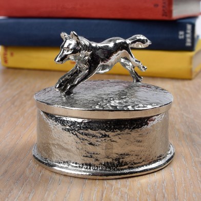 Personalised Silver Fox Pewter Trinket Box | Engraved Fox Gifts | Image 1