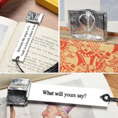 Book Lover Gifts Personalised Pewter Bookmark. Can be engraved. UK Handmade | Image 1
