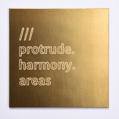 Square, engraved brass what3words safety sign 100x100mm | Image 1