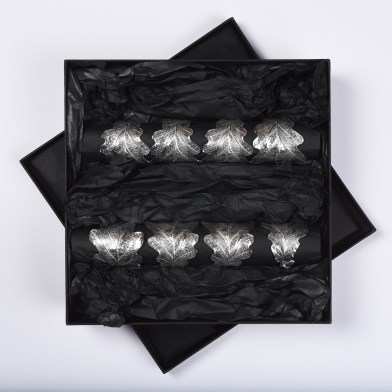 Pewter Oak Leaf And Acorn Napkin Rings Set of 8 | 10th Wedding Anniversary Gifts | Image 1