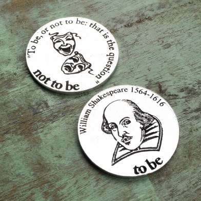 Shakespeare Quotes Gifts. To Be or Not To Be Pewter Decision Coin | Image 1