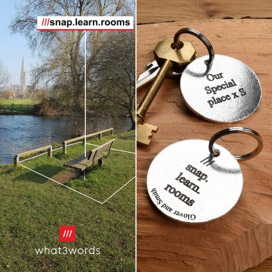 What3words Pewter Personalised Keyrings Tag, we can engrave front and back | Image 1