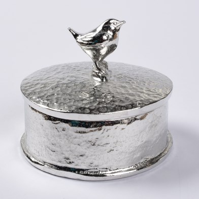 Wren Bird English Pewter Trinket Box. Can be Engraved | Image 1