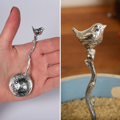 Wren Pewter Sugar Spoon UK Handmade Bird Gifts | Image 1
