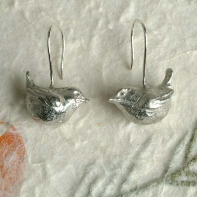 Wren Bird Drop Earrings, English Pewter Gifts For Bird Lovers | Image 1