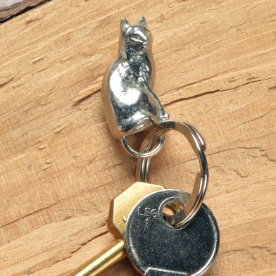 Cat Pewter Keyring English Pewter Cat Gifts UK Handmade | Image 1