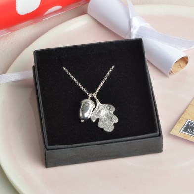 Acorn and Oak Leaf Christening Necklace 'From Little Acorns' Gifts for Girls | Image 1