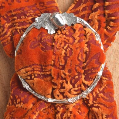 Acorn and Oak Leaf Scarf Ring Pewter Gifts For Her UK Made | Image 1