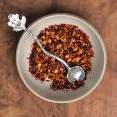 Oak Leaf Tiny Salt or Spice Pewter Spoon UK Handmade | Image 1