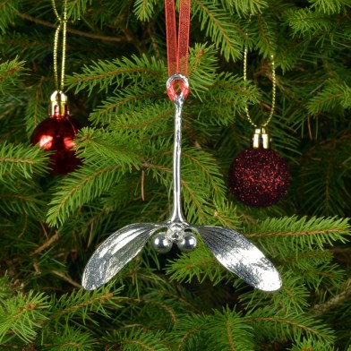 Pewter Mistletoe | Everlasting Hanging Christmas Tree Decoration | Image 1