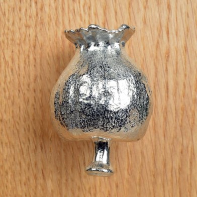 Poppy Seed Pod Door Handles Cabinet Knob Solid Pewter | Image 1