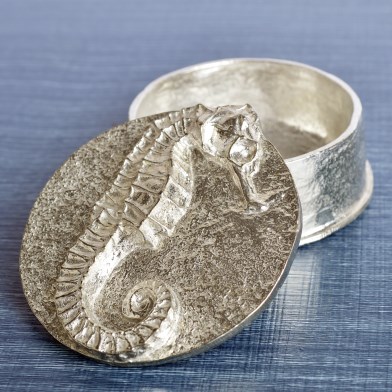 English Pewter Seahorse Trinket Box. Gifts for Seahorse Lovers | Image 1
