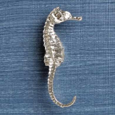 Pewter Seahorse Bathroom Cabinet Handle Right Facing Furniture Pulls UK Made | Image 1