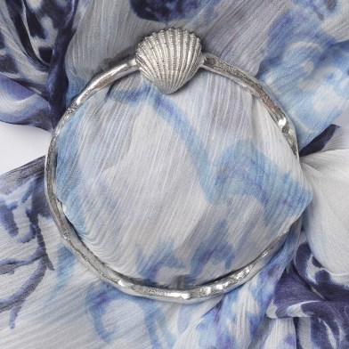 Seashell Pewter Scarf Ring, Nautical Scarf Ring Gifts UK Made | Image 1