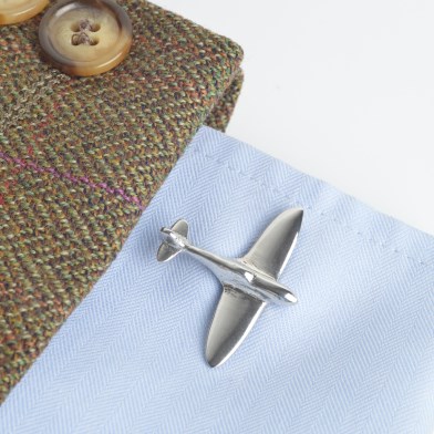 English Pewter Spitfire Aeroplane Cufflinks UK Made Gifts For Him | Image 1