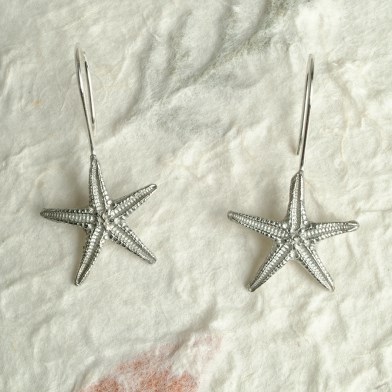 Starfish Drop Earrings, English Pewter Jewellery UK Handmade | Image 1