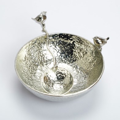 Wren Bird pewter Bowl with Wren Pewter Spoon | Image 1