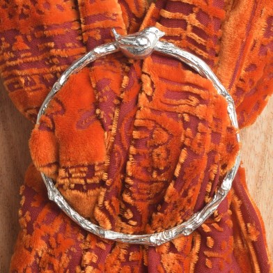 Wren Bird English Pewter Scarf Ring. Wren Gifts UK Handmade | Image 1