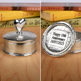 Personalised Tin 10th Anniversary Pewter Trinket Box Gift | Image 2