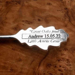 Personalised Oak Leaf Christening Spoon | Engraved Pewter Christening Gifts | Image 2