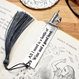 Wine & Book Lovers Pewter Metal Bookmark. Can be engraved | Image 3
