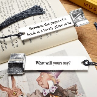 Book Lovers Pewter Metal Bookmark Gifts. Can be engraved. UK Handmade | Image 2