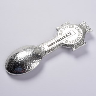Personalised Engraved Celtic Cross Pewter Christening Spoon. | Image 5
