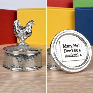 Personalised Chicken Pewter Trinket Box | Engraved Hen Gifts | Image 3