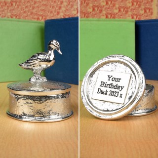 Personalised Duck Pewter Trinket Box | Engraved Duck Gifts | Image 2