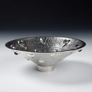 The Lovers Bowl. Pewter Bowl With Hearts, Amethyst & Garnet Stones 10th Wedding Anniversary Gifts | Image 4
