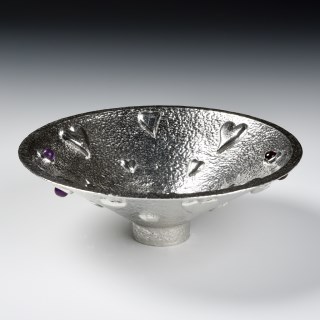 The Lovers Bowl. Pewter Bowl With Hearts, Amethyst & Garnet Stones 10th Wedding Anniversary Gifts | Image 3