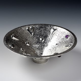 The Lovers Bowl. Pewter Bowl With Hearts, Amethyst & Garnet Stones 10th Wedding Anniversary Gifts | Image 8