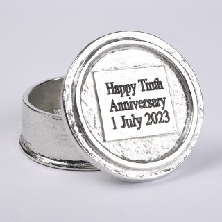 Personalised Tin 10th Anniversary Pewter Trinket Box Gift | Image 4