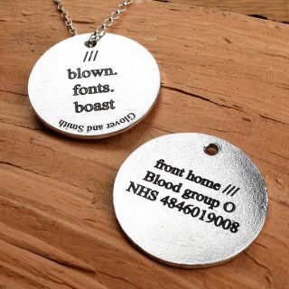What3words Pewter Personalised Keyrings Tag, we can engrave front and back | Image 7