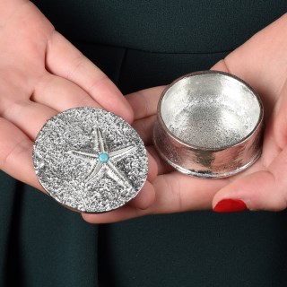 Starfish Pewter Trinket Box with Turquoise stone made in UK | Image 2