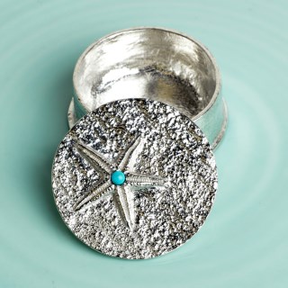 Starfish Pewter Trinket Box with Turquoise stone made in UK | Image 3