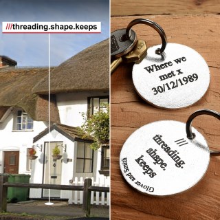 What3words Pewter Personalised Keyrings Tag, we can engrave front and back | Image 4
