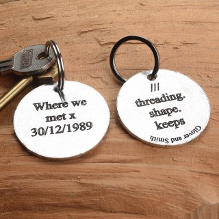 What3words Pewter Personalised Keyrings Tag, we can engrave front and back | Image 5
