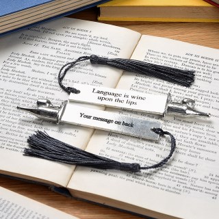 Gifts For Readers, Language Lovers Personalised Pewter Bookmark. We Can Engrave the Back | Image 4