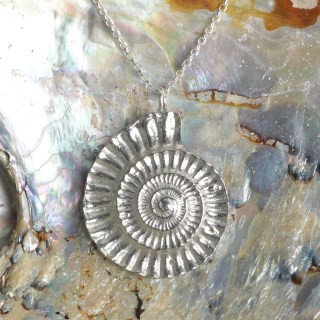 Ammonite Necklace, Pewter and Silver Fossil Jewellery Gifts | Image 4