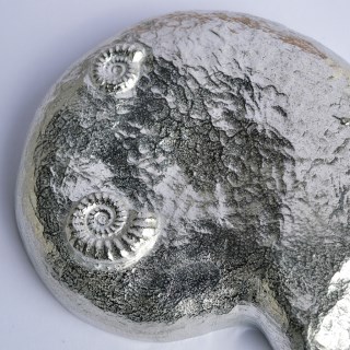 Ammonite English Pewter Bowl with Pewter Fossil Spoon | Image 2